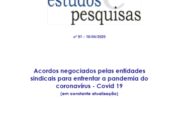 Dieese Capa da publicação Estudos e Pesquisas n. 91 16 de abril de 2020