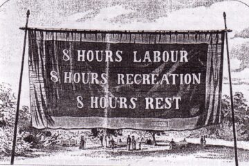 Wikimedia Commons Anônimo Gravura Jornada de 8 horas diárias Jornada de trabalho Melbourne Austrália 1856