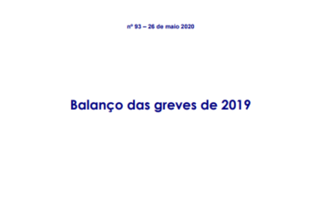 Dieese Capa da publicação Estudos e Pesquisas n. 93 greves de 2019 maio de 2020