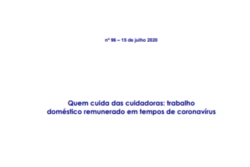 Dieese Capa da publicação Estudos e Pesquisas n. 96 trabalho domestico coronavirus
