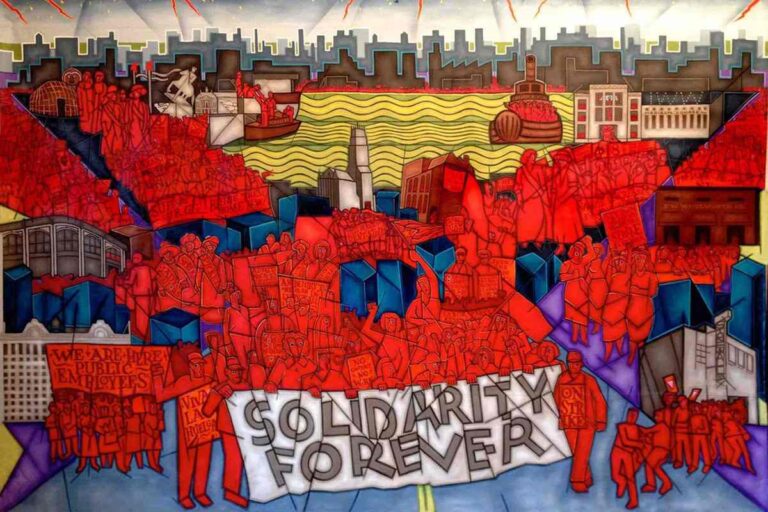 Alewitz mural The city at the crossroads of history trabalhadores movimento sindical