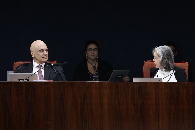alexandre de moraes e carmen lúcia no julgamento de ação contra golpistas